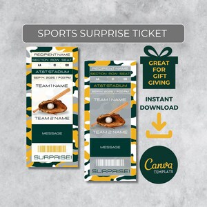 Sofort bearbeitbares Baseball Ticket | Oakland Farben Spieltag Geschenk | Überraschungssport Stub für Fans | Printable - Personalisiertes Geschenk |