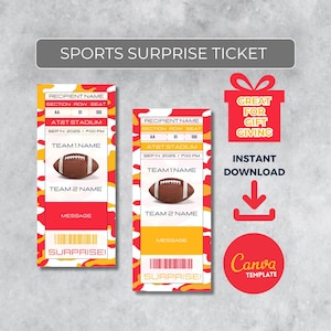 Sofort bearbeitbares Fußballticket | Kansas City Colors Game Day Geschenk | Überraschungssport Stub für Fans | Printable - Personalisiertes Geschenk |