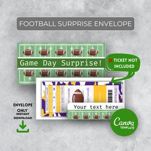 Fußballticket-Geschenkumschlag - Druckbare Überraschung für Geburtstag, Vatertag oder Fußballfans - Bearbeitbare Canva-Vorlage