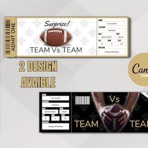 Fußballspiel New Orleans Colors Ticket Vorlage Überraschung: Erleben Sie den Nervenkitzel des Feldes, Instant Download, bearbeitbares Ticket