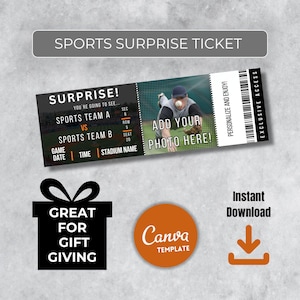 Sofort bearbeitbares Baseball Game Ticket | Personalisierte Sportveranstaltung Stub | Spieltag Überraschungsgeschenk | Druckbare Vorlage für Fans|PDF Download