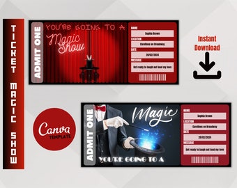 Magic Show Template, Printable template Surprise Magic Show, Night of Wonders, Enchanting Mysteries, Easy to Customize; Instant Download.