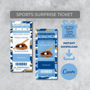 Sofort bearbeitbares Baseball Ticket | Kansas City Colors Game Day Geschenk | Überraschungssport Stub für Fans | Printable - Personalisiertes Geschenk |