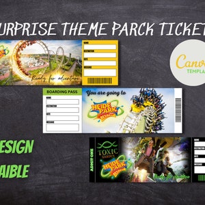 Printable Heide Park Resort Surprise Gift Ticket template.Boarding Pass. Admission fake Ticket. Instant Download. Surprise ticket template