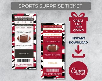 TAMPA BAY Colors Game Day Gift | Instantly Editable Football Ticket | Surprise Sports Stub for Fans | Printable - Personalized Gift |