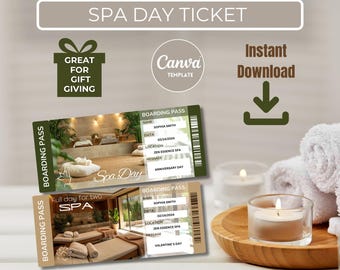 Printable Spa Day Gift Ticket - Relaxing Surprise Voucher for Her - Editable & Instant Download PDF - DIY Spa Gift Certificate