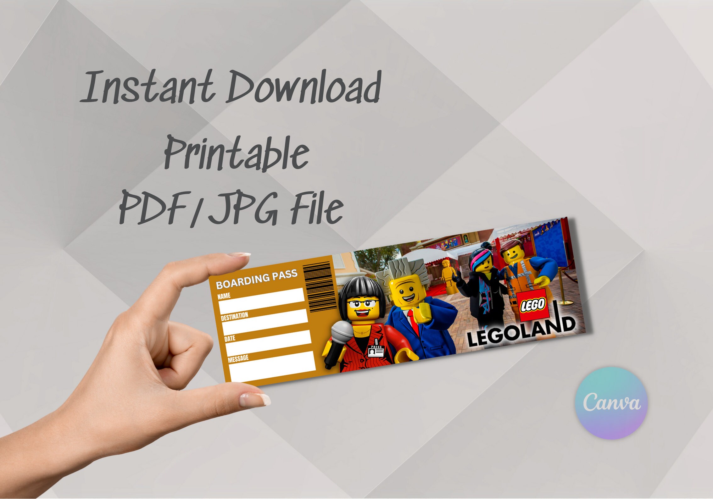 LEGOLAND THEME PARK Surprise Template, Surprise Ticket Template for a ...