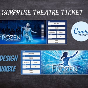 Vorlage Froze Broadway Überraschungskarte The Musical Theater, Instant Download, Vorlage bearbeitbar und druckbar einfach Geschenkkarte zu machen