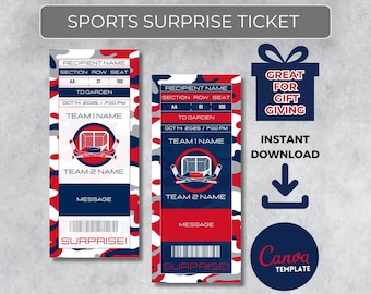 COLUMBUS Colors Game Day Gift | Instantly Editable Hockey Ticket | Surprise Sports Stub for Fans | Printable - Personalized Gift |