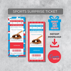 Sofort bearbeitbares Baseball Ticket | Miami Colors Spieltag Geschenk | Überraschungssport Stub für Fans | Printable - Personalisiertes Geschenk |