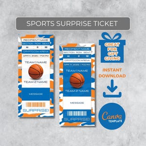Sofort bearbeitbares Basketball Ticket | New York Colors Game Day Geschenk | Überraschungssport Stub für Fans | Printable - Personalisiertes Geschenk |