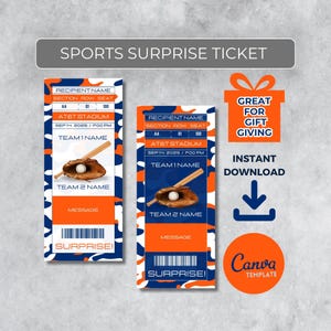 Sofort bearbeitbares Baseball Ticket | New York Colors Game Day Geschenk | Überraschungssport Stub für Fans | Printable - Personalisiertes Geschenk |