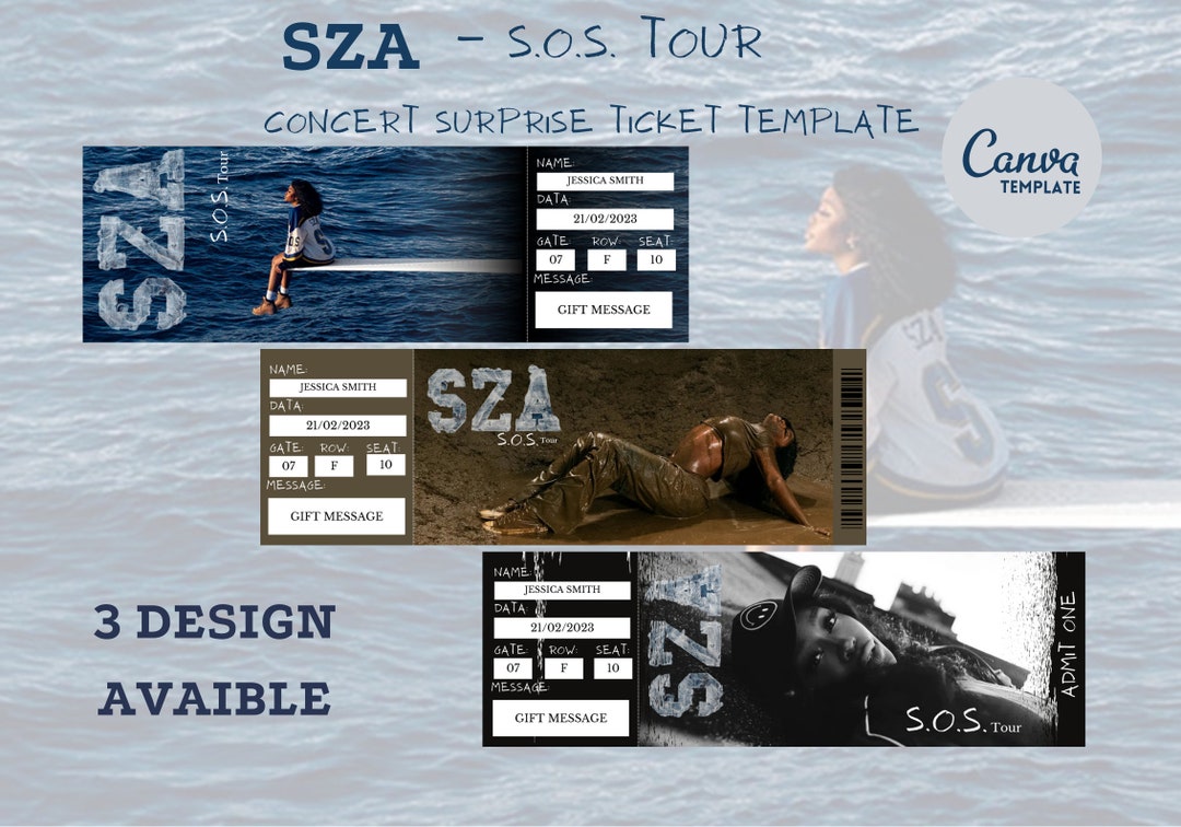 Printable SZA S.O.S. Tour Concert Surprise Ticket Template, PDF Instant Download, Editable