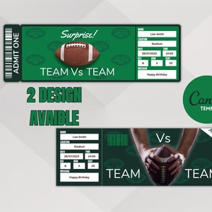 Football Game New York Colors Ticket Template Überraschung: Erleben Sie den Nervenkitzel des Spielfelds, Sofort Download, Bearbeitbares Ticket
