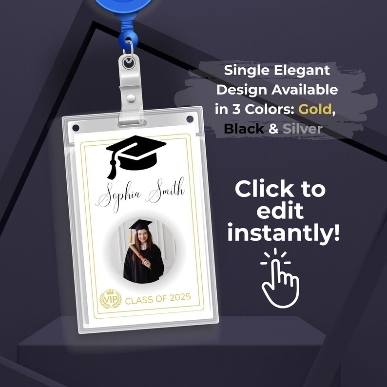 Graduation VIP Pass Template | Editable Badge in Canva | Printable ...