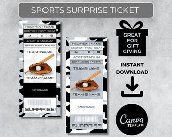 CHICAGO W S Colors Game Day Gift |Instantly Editable Baseball Ticket | Surprise Sports Stub for Fans | Printable - Personalized Gift |