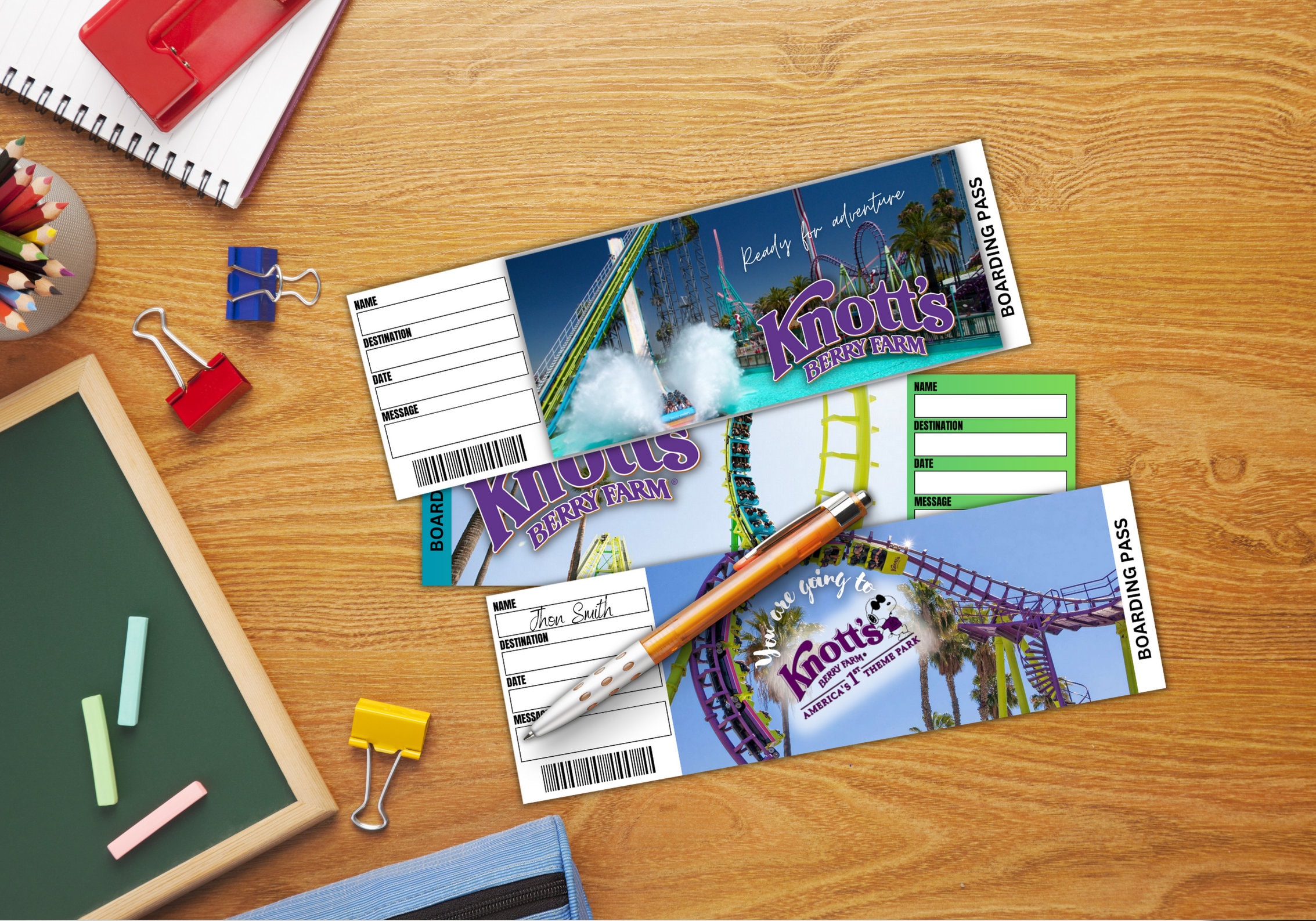 Printable Knott's Berry Farm Surprise Gift Ticket Template.boarding