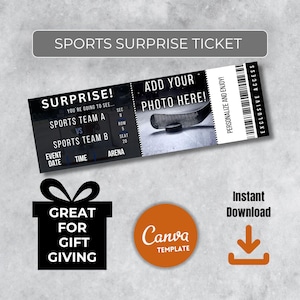 Sofort bearbeitbares Hockeyticket | Personalisierter Spieltag Stub | Überraschungsgeschenk für Fans | Druckbare Vorlage | PDF-Download