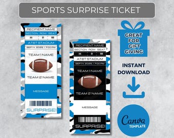 CAROLINA Colors Game Day Gift | Instantly Editable Football Ticket | Surprise Sports Stub for Fans | Printable - Personalized Gift |
