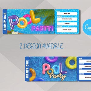 Pool Party Printable Template - Customizable Ticket Design for a ...