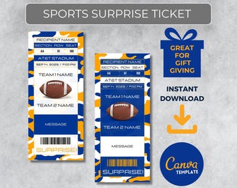 LOS ANGELES R Colors Game Day Gift | Instantly Editable Football Ticket | Surprise Sports Stub for Fans | Printable - Personalized Gift |