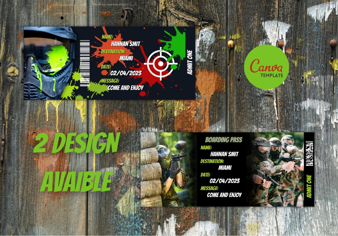 Printable Paintball Surprise Ticket Template, Easy to Edit Surprise