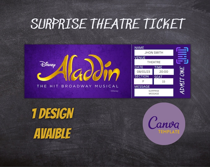 Template ALADDIN the Hit Broadway Musical Surprise Ticket to THE ...