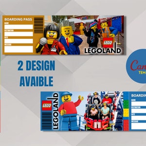 Plantilla sorpresa para PARQUE TEMÁTICO LEGOLAND, plantilla de boleto sorpresa para una gran experiencia, 100% personalizable en Canva, descarga instantánea.