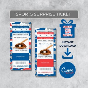 Sofort bearbeitbares Baseball Ticket | Los Angeles Colors Game Day Geschenk | Überraschungssport Stub für Fans | Printable - Personalisiertes Geschenk |