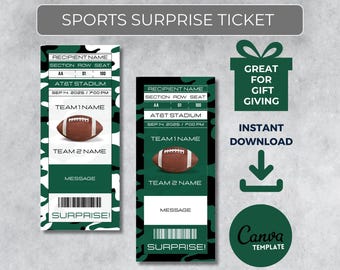 NEW YORK J Colors Game Day Gift | Instantly Editable Football Ticket | Surprise Sports Stub for Fans | Printable - Personalized Gift |