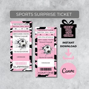Sofort bearbeitbares Fußballticket | Miami Colors Spieltag Geschenk | Überraschungssport Stub für Fans | Printable - Personalisiertes Geschenk