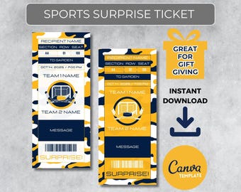 NASHVILLE Colors Game Day Gift | Instantly Editable Hockey Ticket | Surprise Sports Stub for Fans | Printable - Personalized Gift |
