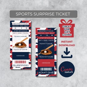 Sofort bearbeitbares Baseball Ticket | Boston Colors Spieltag Geschenk | Überraschungssport Stub für Fans | Printable - Personalisiertes Geschenk |