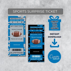 Sofort bearbeitbares Fußballticket | Detroit Colors Game Day Geschenk | Überraschungssport Stub für Fans | Printable - Personalisiertes Geschenk |