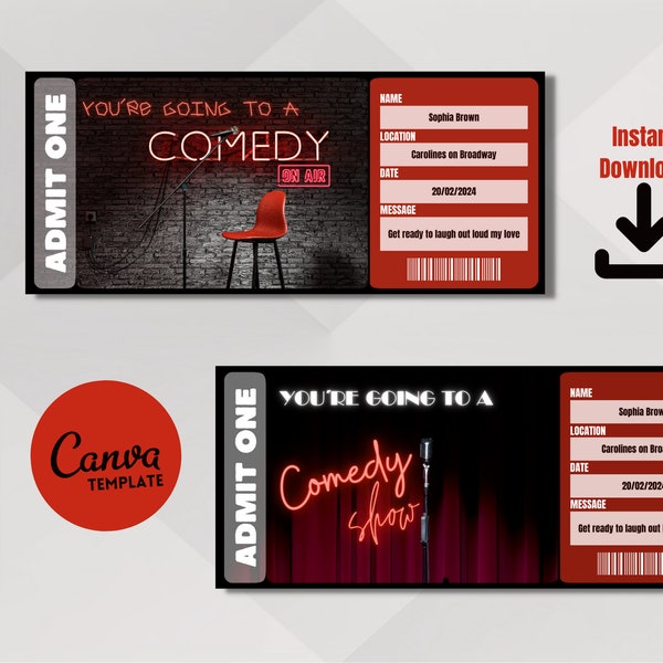 Comedy Event Template - Printable Surprise Comedy Show, Night of Laughs, Comedy Club Fun, Easy to Customizable; instant Download template