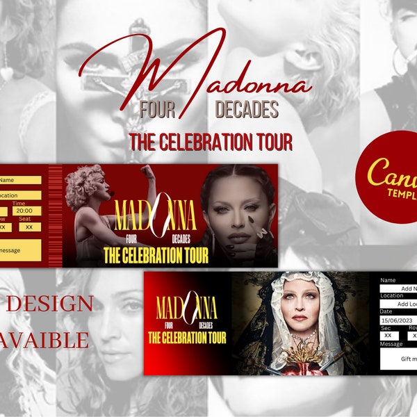 Madonna Canva Ticket Etsy UK