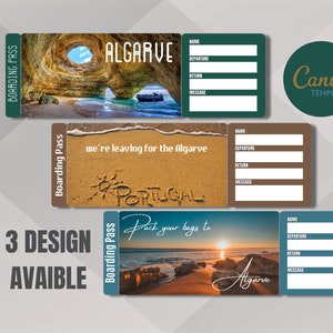 Algarve Boarding Pass Template - Personalize Your Vacation Pass, Instant Download, Print At Home