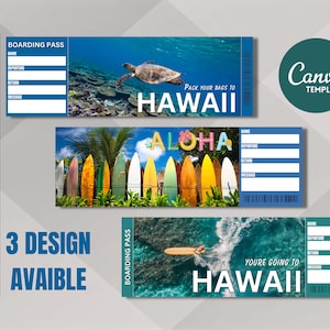 Druckbare Hawaii Surprise Travel Tickets, Urlaubsticket, Sofortiger Download von bearbeitbaren PDF-Dateien Pass, Print at Home.