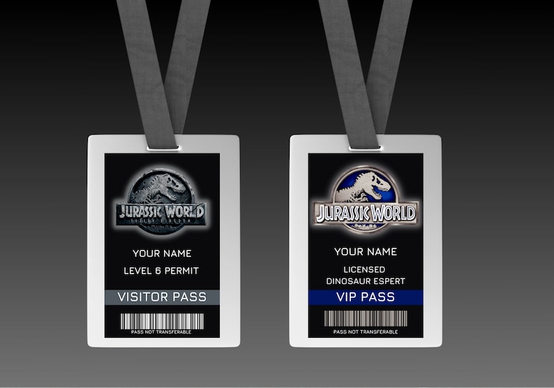 100% Customizable Jurassic ID Badge Template, Printable Jurassic ID ...