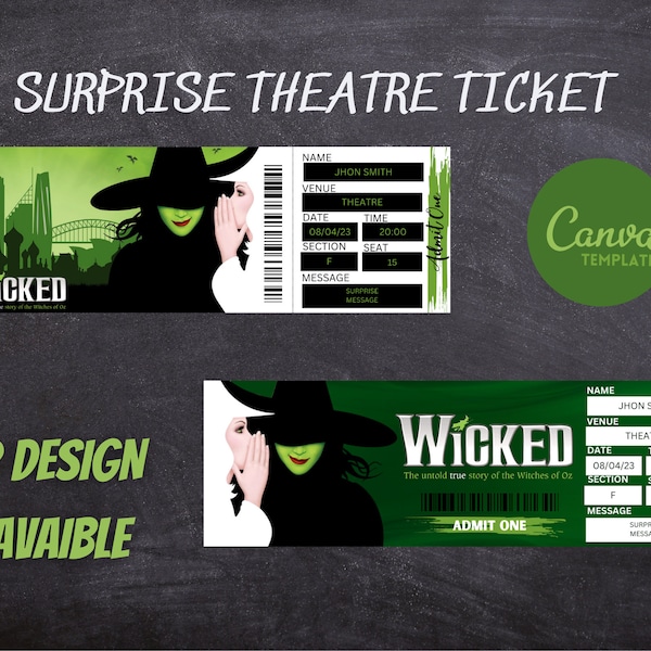Wicked Ticket Template - Etsy