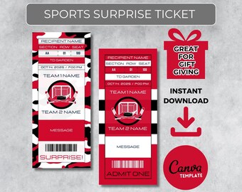 CHICAGO Colors Game Day Gift | Instantly Editable Hockey Ticket | Surprise Sports Stub for Fans | Printable - Personalized Gift |