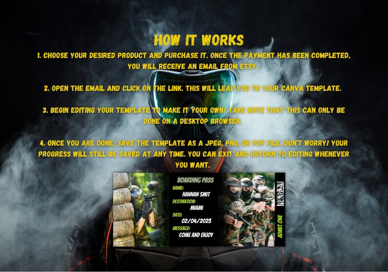 Printable Paintball Surprise Ticket Template, Easy to Edit Surprise