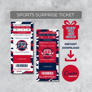 Sofort bearbeitbares Hockeyticket | Washington Colors Game Day Geschenk | Überraschungssport Stub für Fans | Printable - Personalisiertes Geschenk |