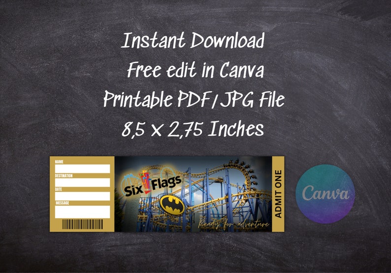Personalized Six Flags Template Surprise | Editable | Printable | 100% ...