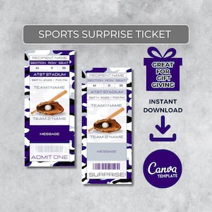 Sofort bearbeitbares Baseball Ticket | Colorado Colors Game Day Geschenk | Überraschungssport Stub für Fans | Printable - Personalisiertes Geschenk |