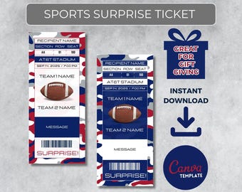 NEW YORK G Colors Game Day Gift | Instantly Editable Football Ticket | Surprise Sports Stub for Fans | Printable - Personalized Gift |