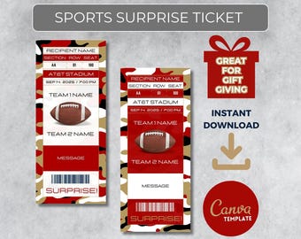 SAN FRANCISCO Colors Game Day Gift | Instantly Editable Football Ticket | Surprise Sports Stub for Fans | Printable - Personalized Gift |