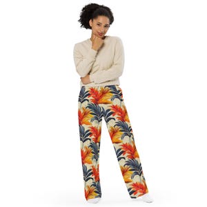 All-over print unisex wide-leg pants Tropical Palm Leaf