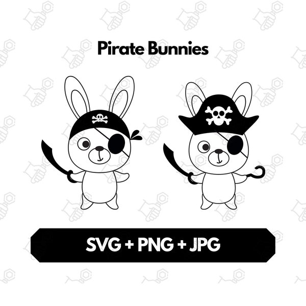 Pirate SVG PNG - Pirate Bunny Svg, Bunny Print, Bunny Png, Rabbit Svg, Funny Bunny Svg, Animal Svg, Pirates Svg, Bunny, Cricut Svg, Pirates