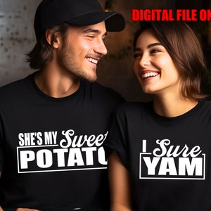 Elle est ma patate douce, svg I Sure Yam, chemises assorties pour couples, motifs oiseaux d'amour, mari et femme SVG assorti, svg vie de femme